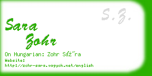 sara zohr business card